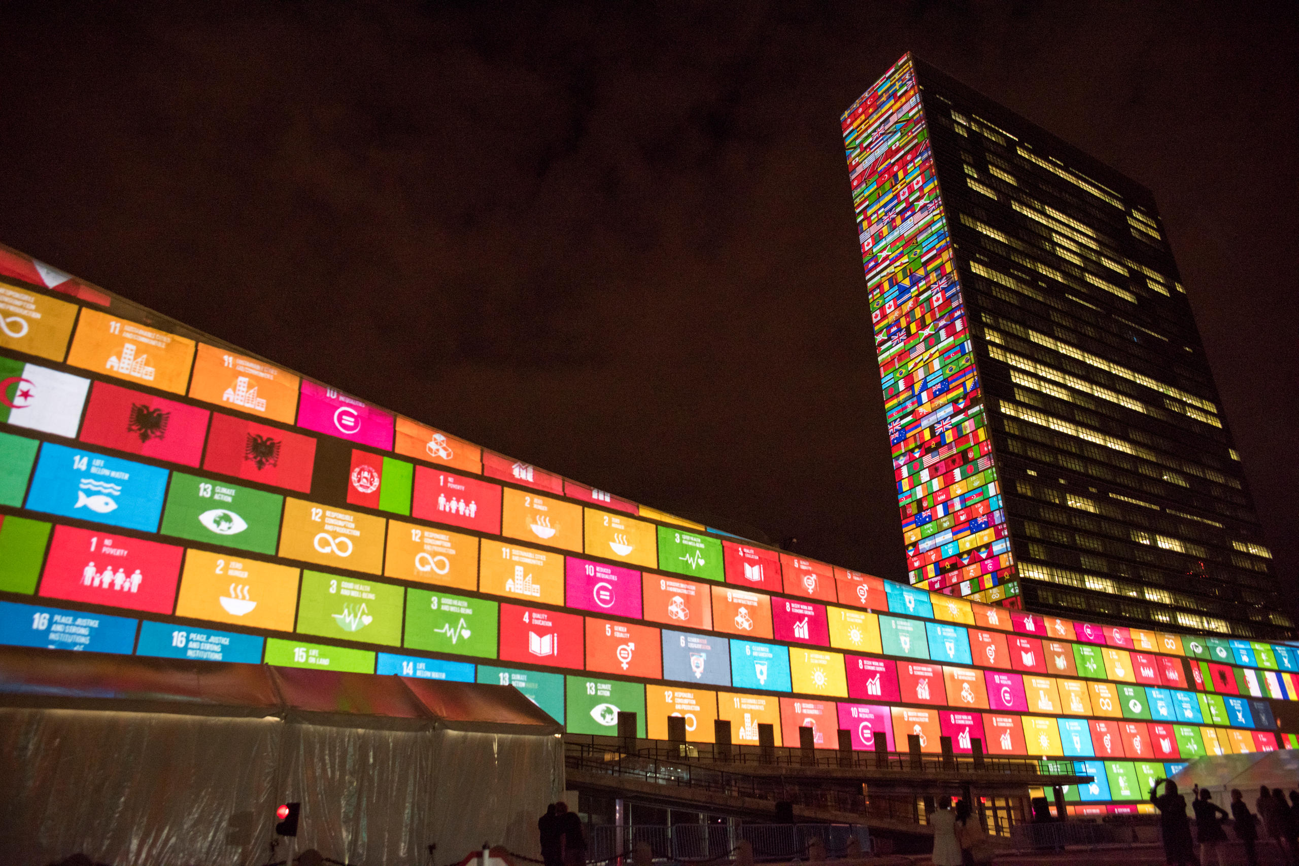 Projections on the 17 Sustainable Development Goals at UN Headquarters in New York