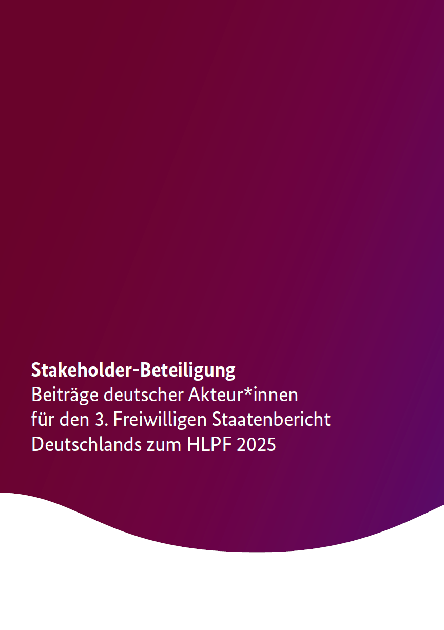 Titelblatt: Stakeholder-Beteiligung | Beiträge deutscher Akteur*innen für den 3. Freiwilligen Staatenbericht Deutschlands zum HLPF 2025